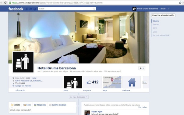 Ejemplo de hotel en Facebook